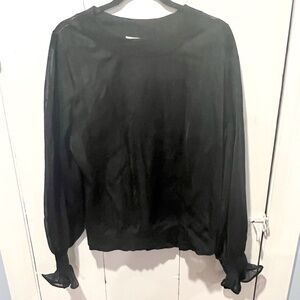 H&M Semi-Sheer Black Top, size L